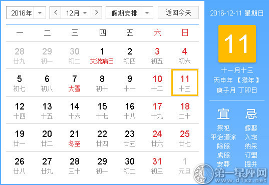 2016年12月11日時(shí)辰吉兇查詢