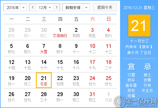 2016年12月21日时辰吉凶查询