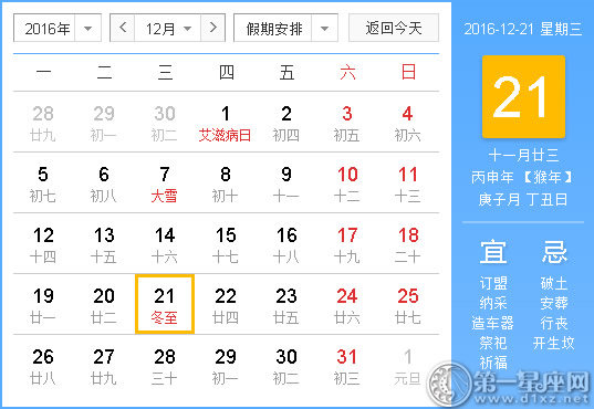 2016年12月21日时辰吉凶查询