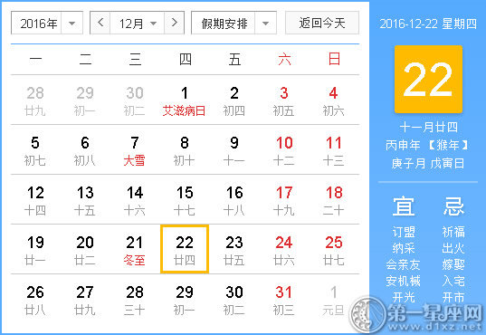 2016年12月22日時辰吉兇查詢