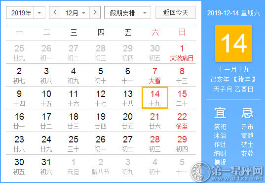 【黃道吉日】2019年12月14日黃歷查詢